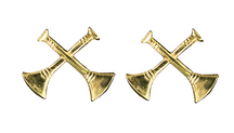 Two Bugles Collar Device Crossed - No Shine Metal Pin-On - PAIR