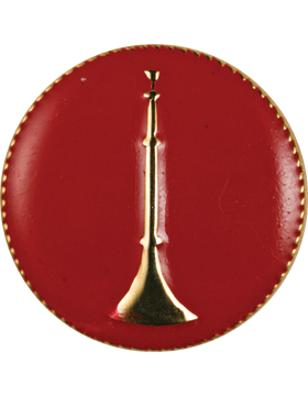 One Bugle Collar Device - Red Enamel Disk