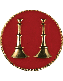 Two Bugles Parallel Collar Device - Red Enamel Disk