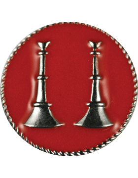 Two Bugles Parallel Collar Device - Red Enamel Disk