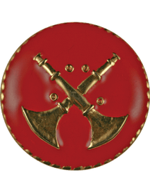 Two Bugles Crossed Collar Device - Red Enamel Disk