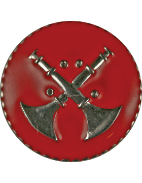 Two Bugles Crossed Collar Device - Red Enamel Disk