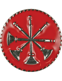 Four Bugles Crossed Collar Device - Red Enamel Disk