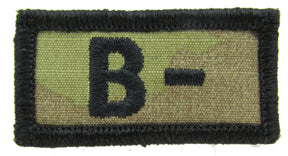 Embroidered OCP Blood Type Patches 1x2 Inch - Black or Spice Brown