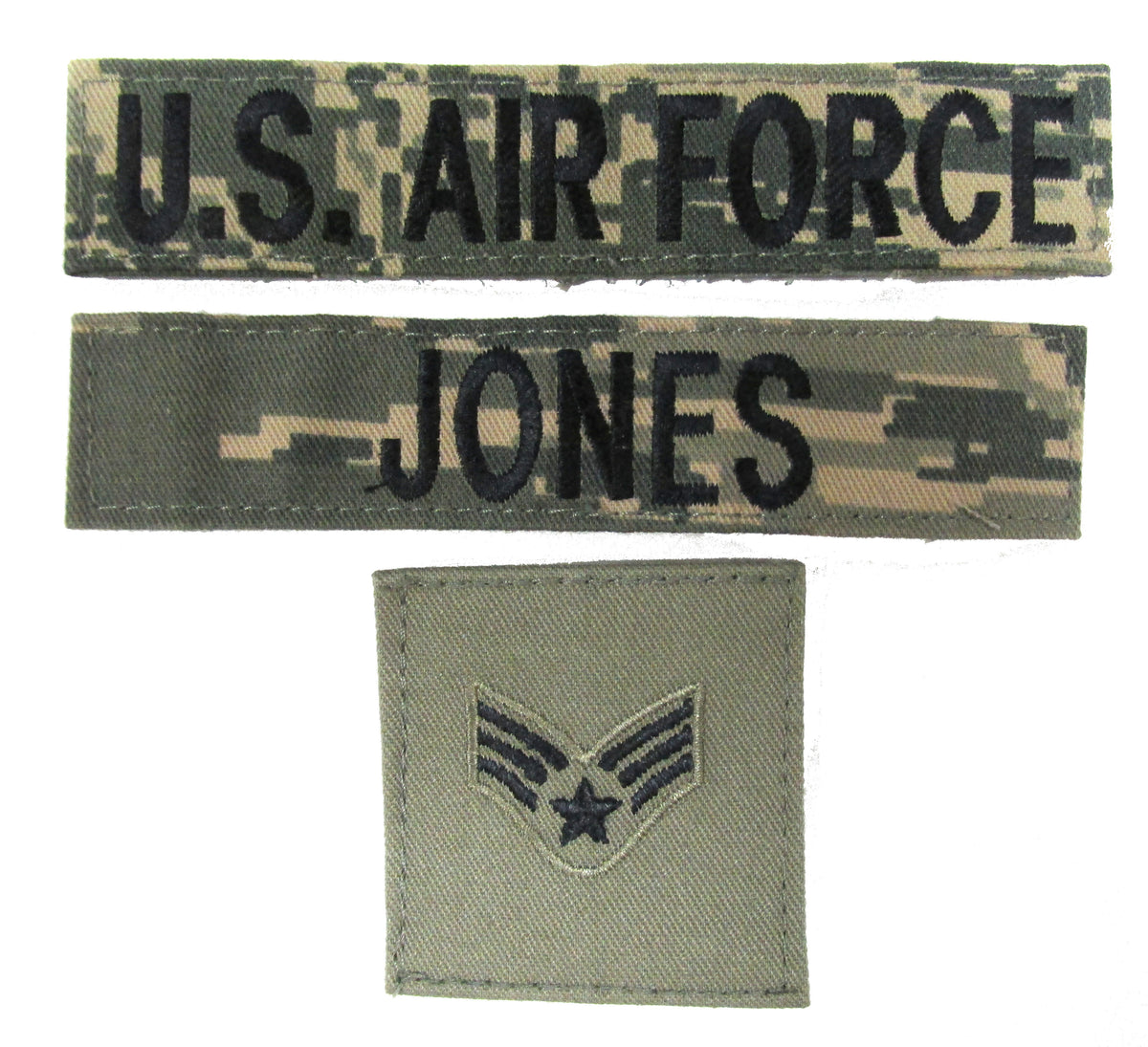 3 Piece FOLIAGE GREEN Name Tape & Rank Package - Air Force ABU