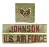 3 Piece OCP Name Tape & Rank Package - Air Force ACU