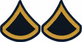 U.S. Army Gold on Blue Chevrons - Pair - All Enlisted Ranks