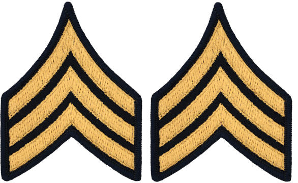 U.S. Army Gold on Blue Chevrons - Pair - All Enlisted Ranks