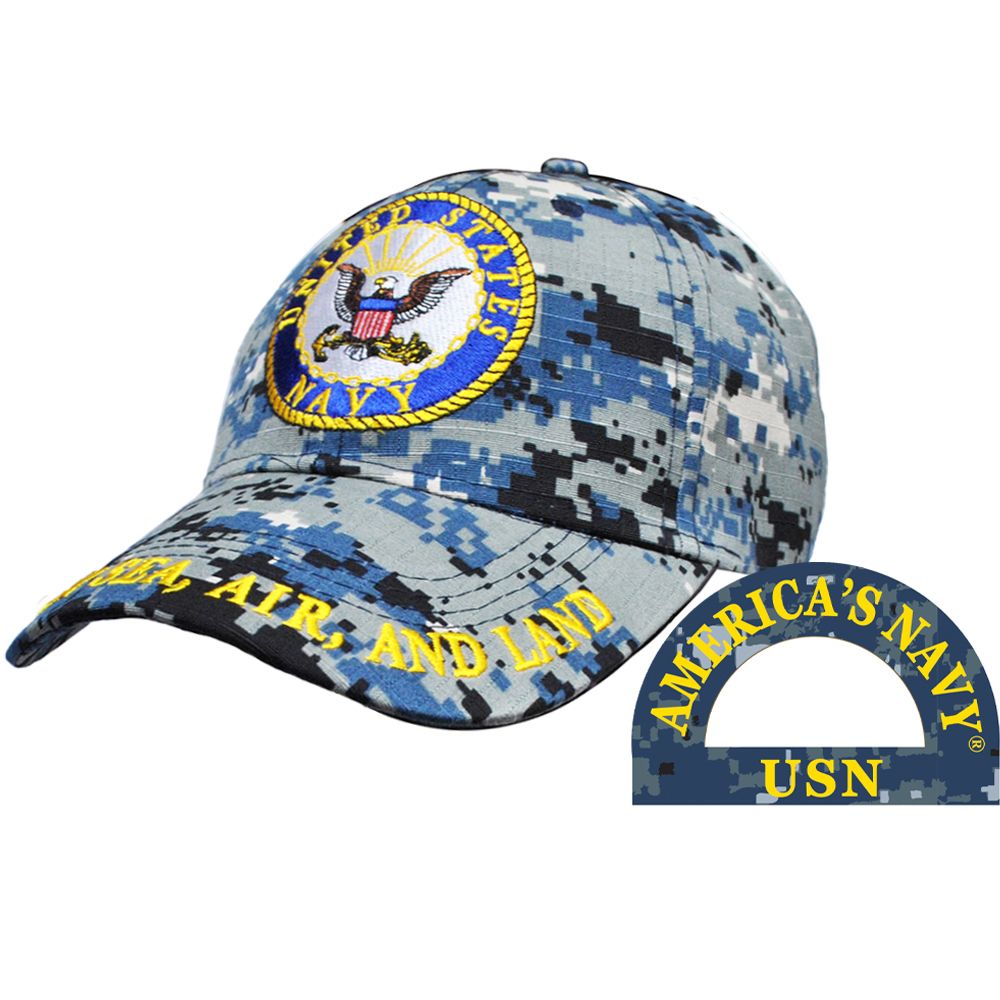 U.S. Navy Logo BLUE NWU Camo - Sea, Air and Land