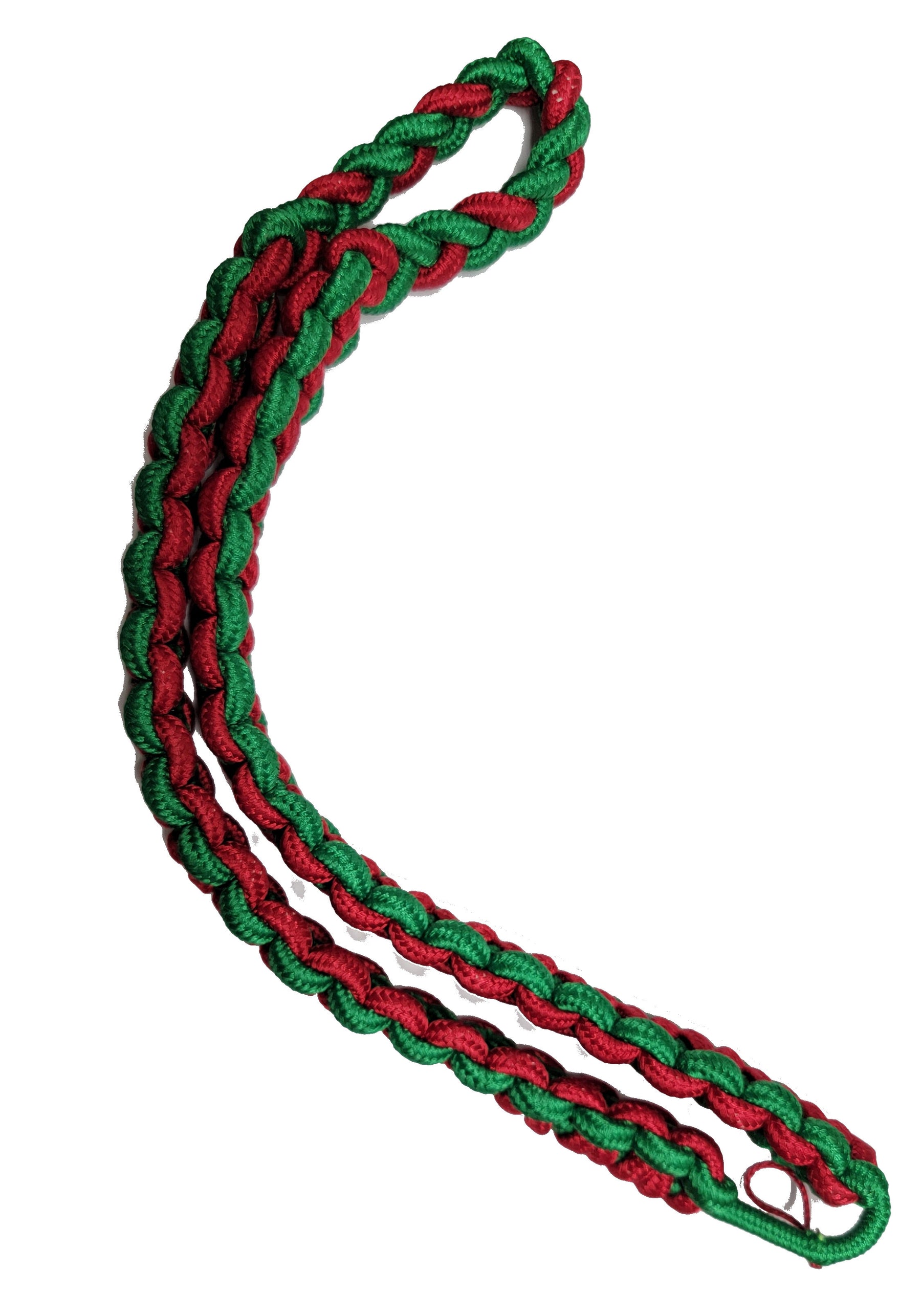 Single Braid Two Color Shoulder Cord - Red and Bright Green