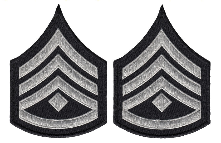 LAPD Sergeant Chevrons with Rocker and Diamond - Silver/Grey/Black
