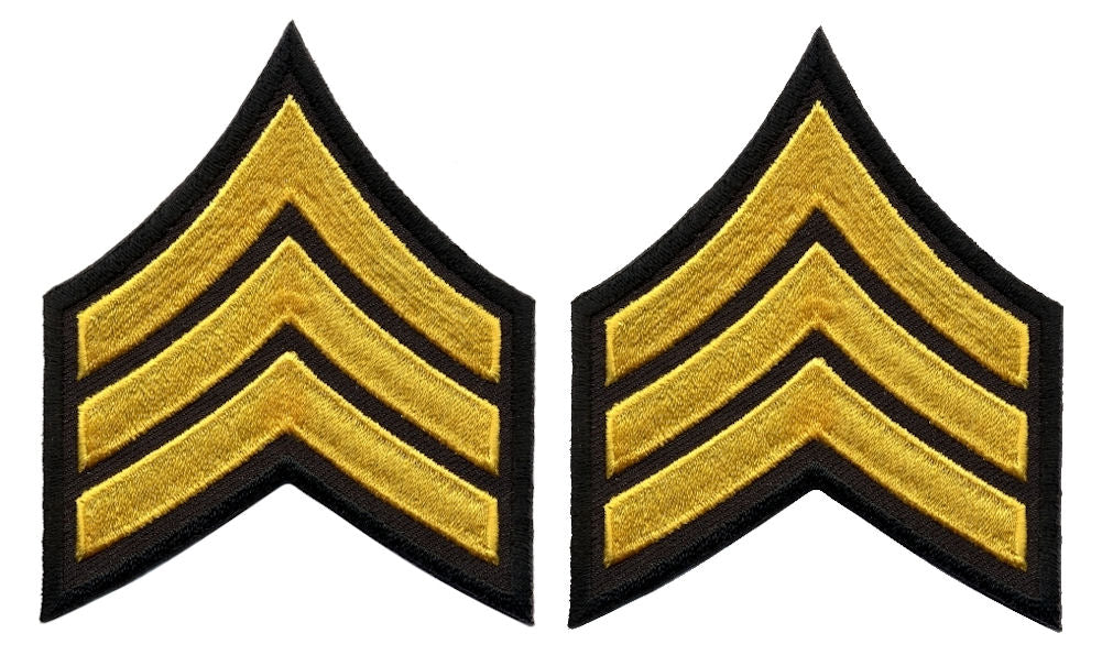 Sergeant Chevrons - Medium Gold on Black