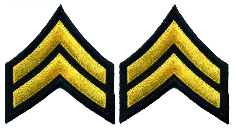 Corporal Chevrons - Medium Gold on Black