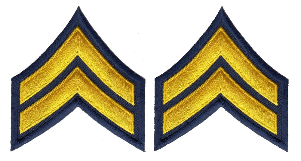 Corporal Chevrons - Medium Gold on Navy