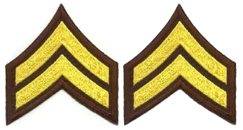 Corporal Chevrons - Medium Gold on Brown