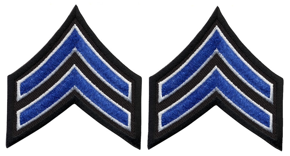 Corporal Chevrons - Royal with White Edge on Black