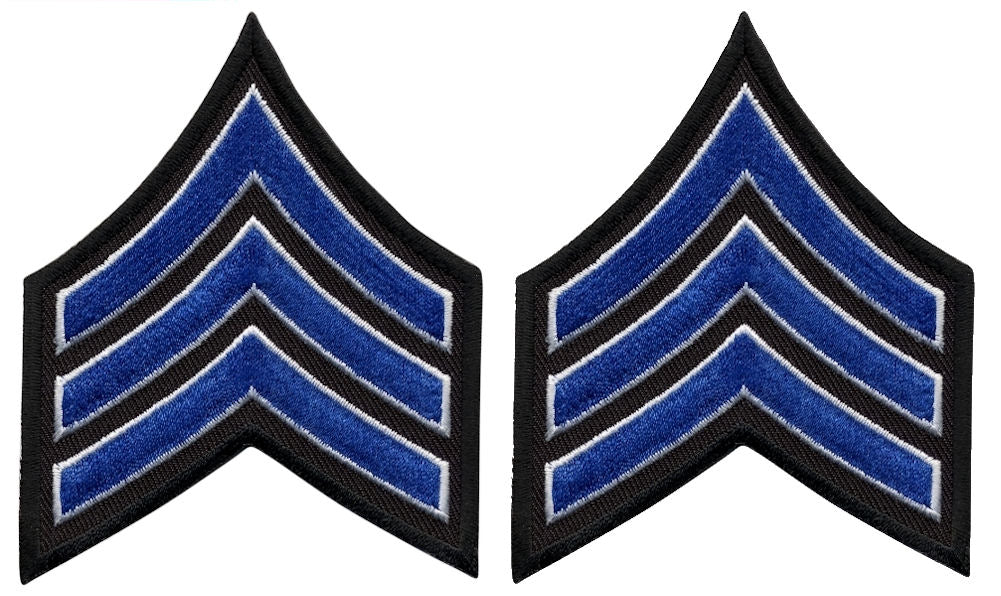 Sergeant Chevrons - Royal with White Edge on Black