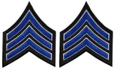 Sergeant Chevrons - Royal with White Edge on Black