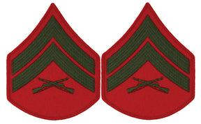 USMC Chevrons - GREEN on RED