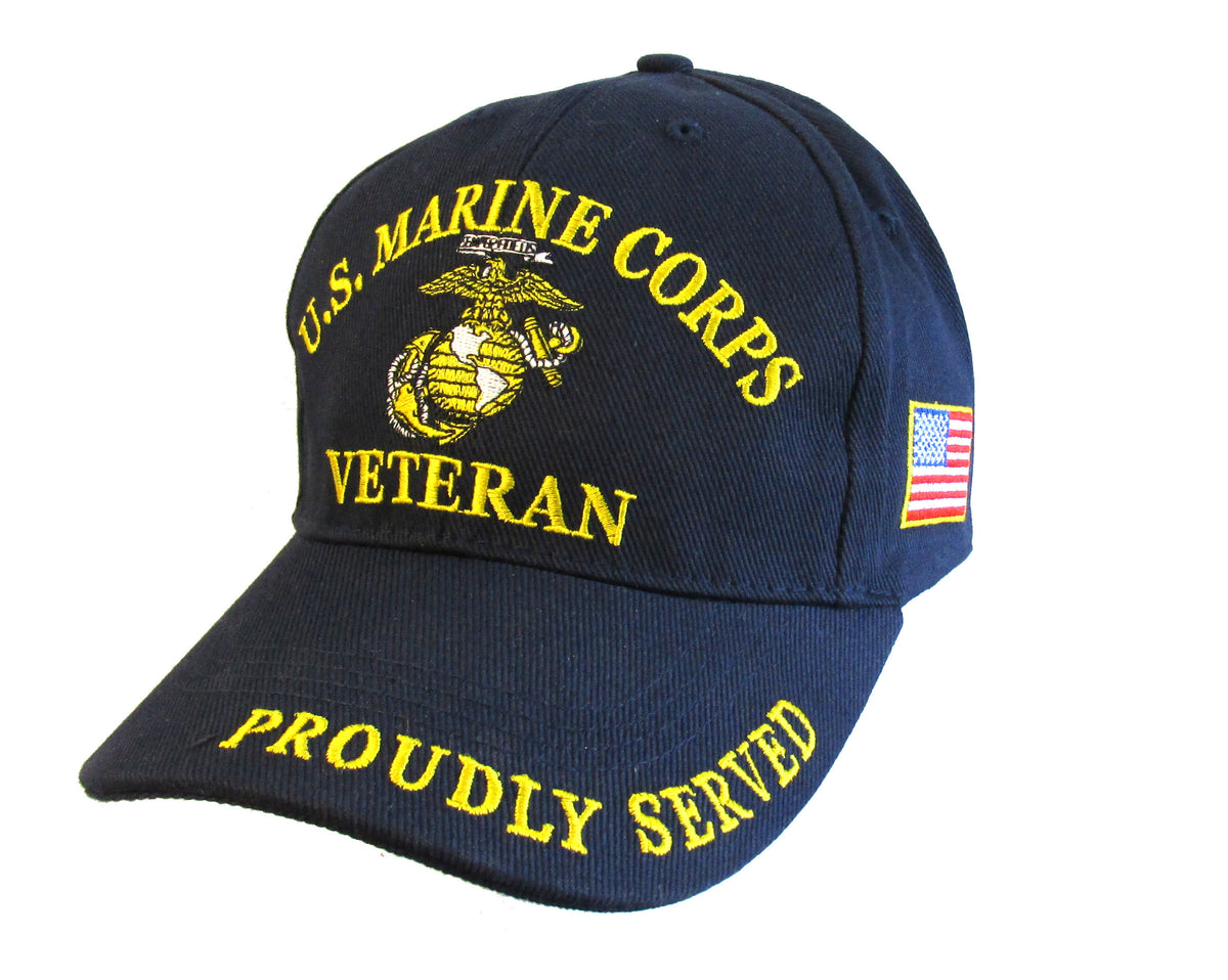 USMC Veteran Ball Cap Proudly Served - NAVY BLUE