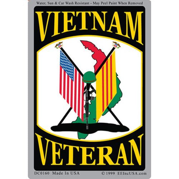 Vietnam Veteran Crossed Flag Sticker - Military Decal