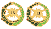 13th Armor Unit Crest DUI - 1 Pair - IT SHALL BE DONE