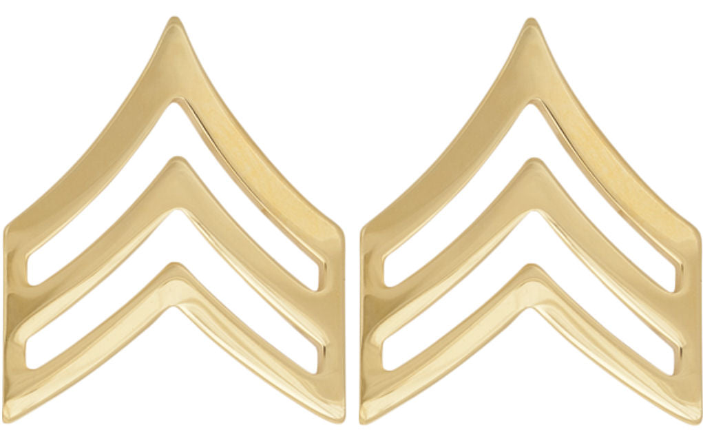 Gold Army Metal Pin on Rank - E-5 Sergeant