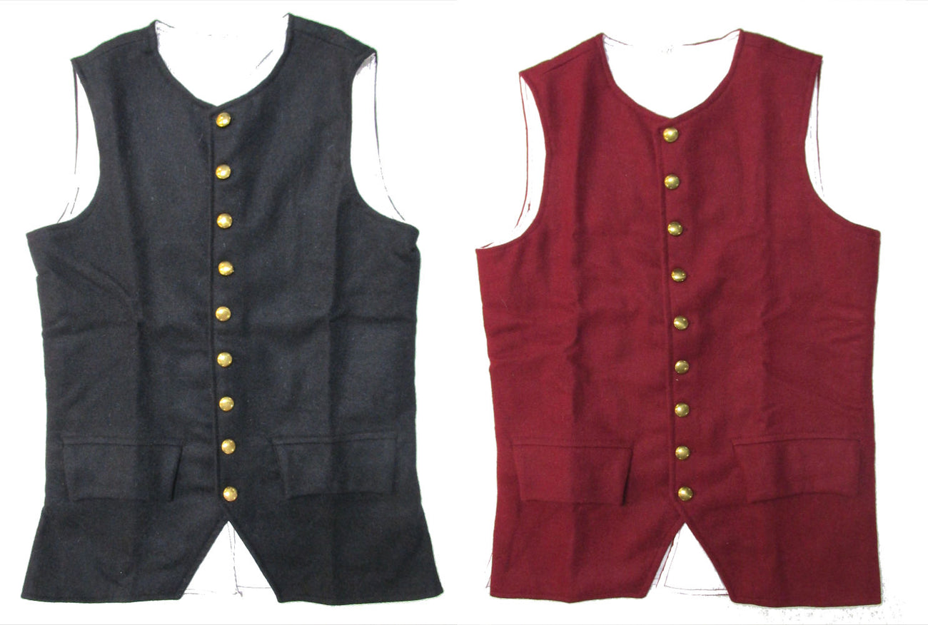 Revolutionary War Era Waist Coat - Wool with Brass Buttons