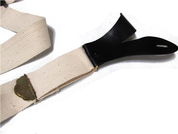 Reenactment Canvas Suspenders with Leather Edge and Brass Buckles