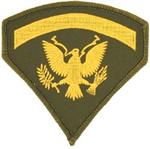 Specialist E-5 Rank Novelty Army Patch - Gold on Green