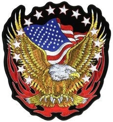 Flying Eagle with Flag and Stars 12 Inch Back Patch
