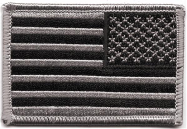 American Flag Black Gray  REVERSE Patch  - Choose style -  SEW On or HOOK