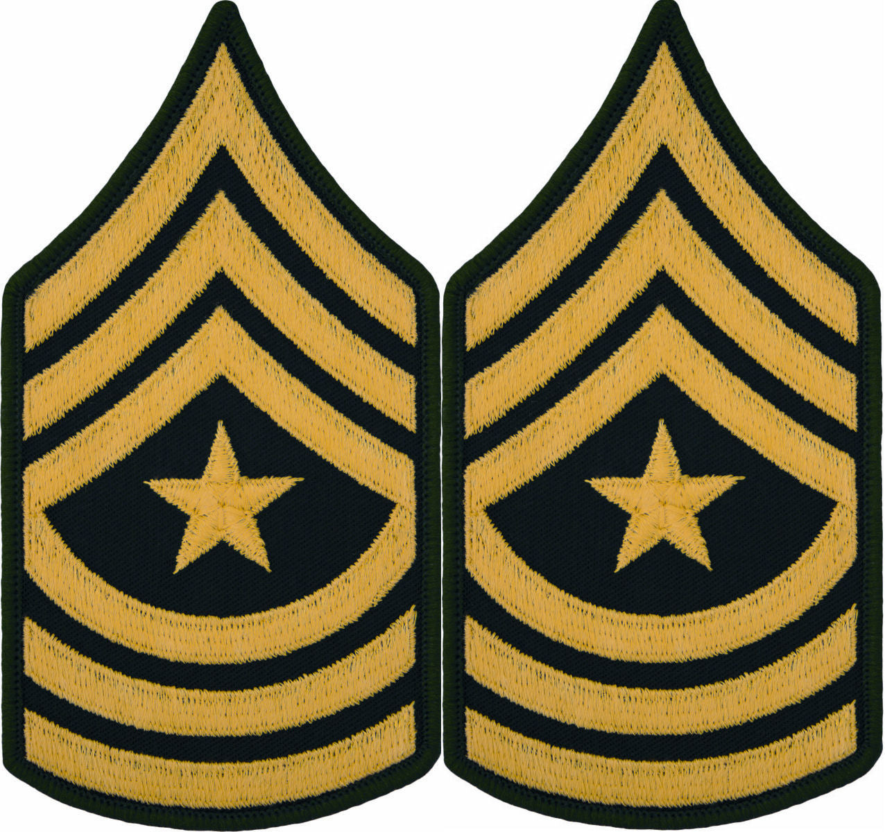 U.S. Army Gold on Green Chevrons - Pair - All Enlisted Ranks