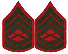 USMC Chevrons - GREEN on RED