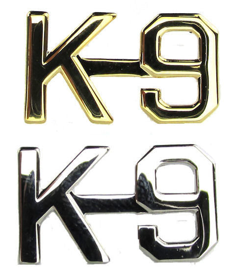 K-9 Collar Letter Insignia - No Shine Metal Pin-On - PAIR