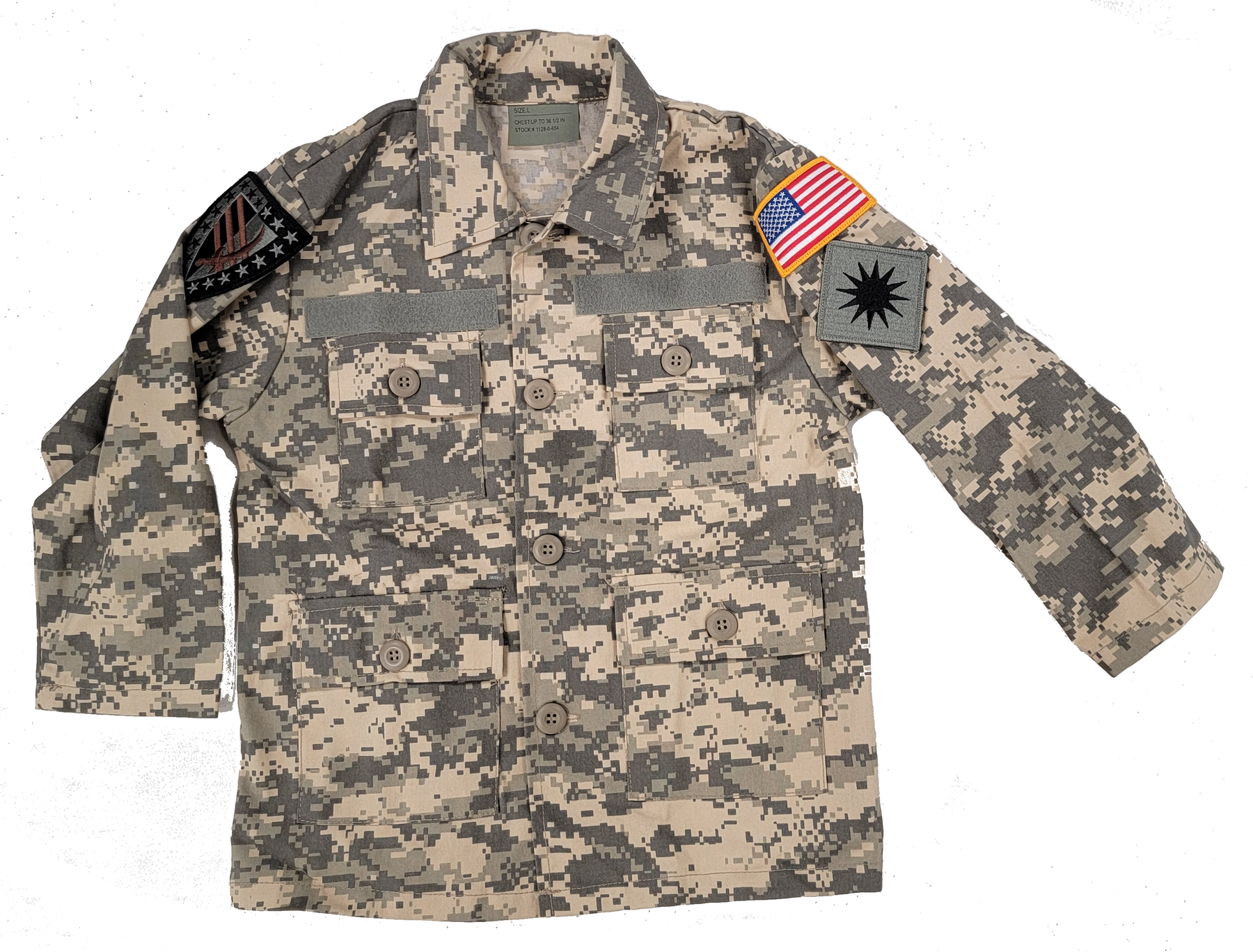 Kids ACU Camo Jacket with Military Patches