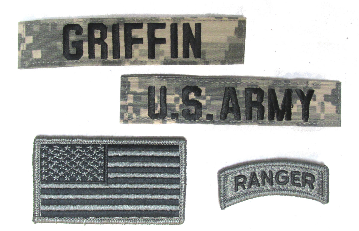 4 Inch Kids ACU Name Tape and Patch Package with HOOK Fastener