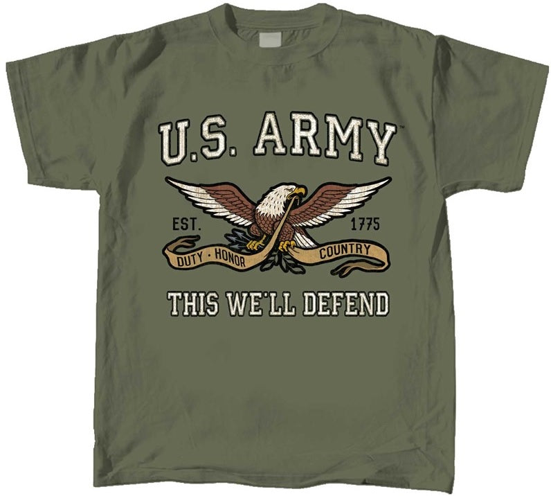 Kids Army Mascot T-Shirt - This We'll Defend Green