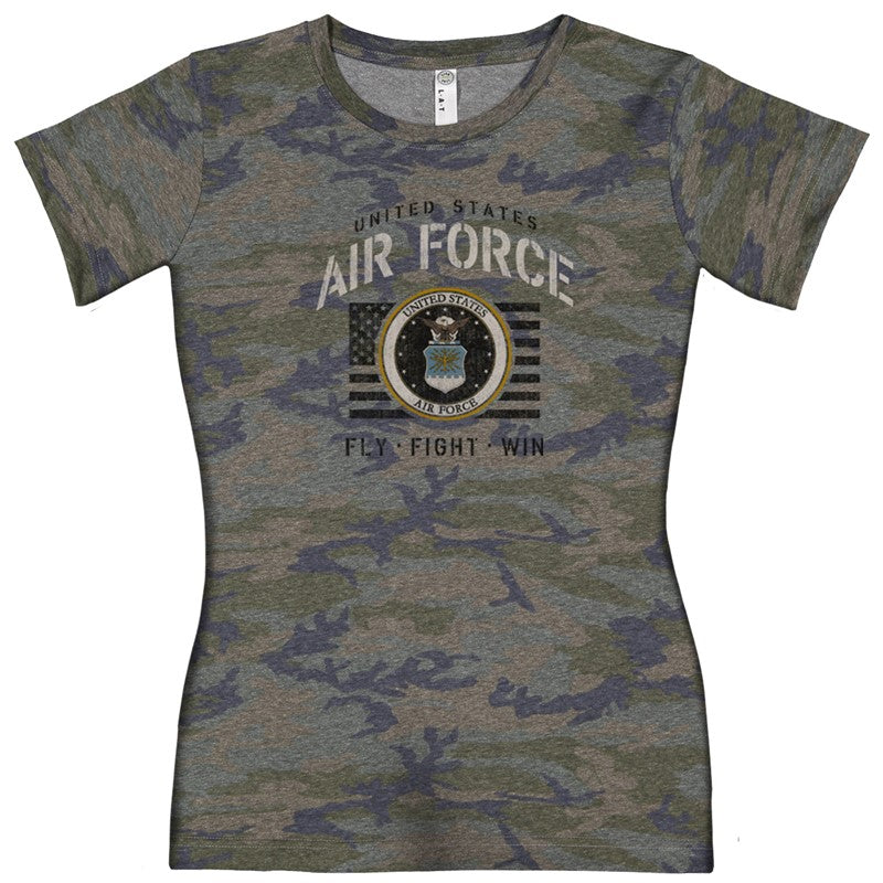 Joe Blow Air Force Ladies Vintage Camo Stencil T-Shirt