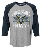 Joe Blow Navy Baseball Tee - Heather Gray and Navy Blue