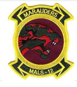 MALS-12 USMC Patch - MARAUDERS - Marine Aviation Logistics Squadron - HOOK Fastener