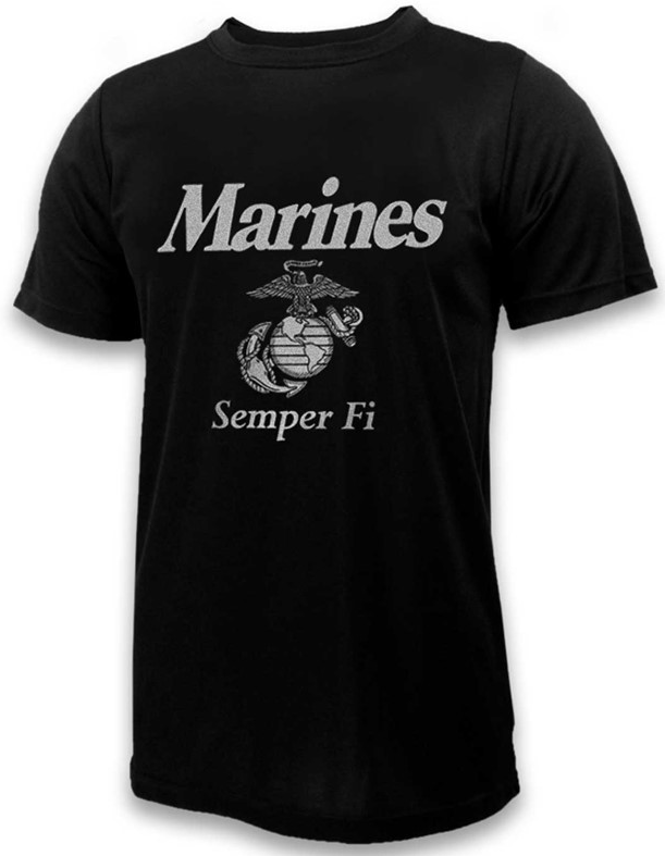 Joe Blow U.S. Marines Reflective Moisture Wicking Performance T-Shirt - BLACK
