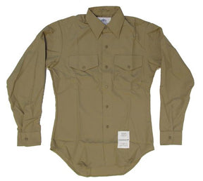 Men's U.S. Navy Military Shirt KHAKI - Long Sleeve - Made in U.S.A.
