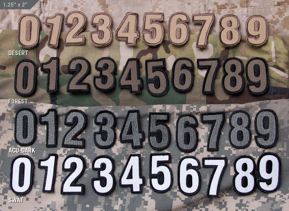 Tactical Numbers Patches with Hook Fastener - Mil-Spec Monkey