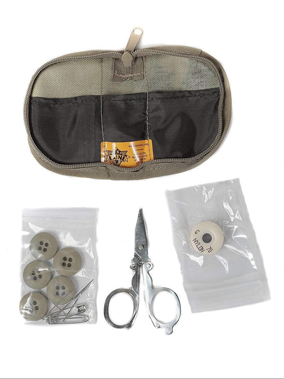 Raine Military Sewing Kit with Scissors - Travel Sewing Kit
