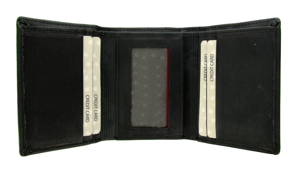 U.S. Navy Crest Tri-Fold Leather Wallet