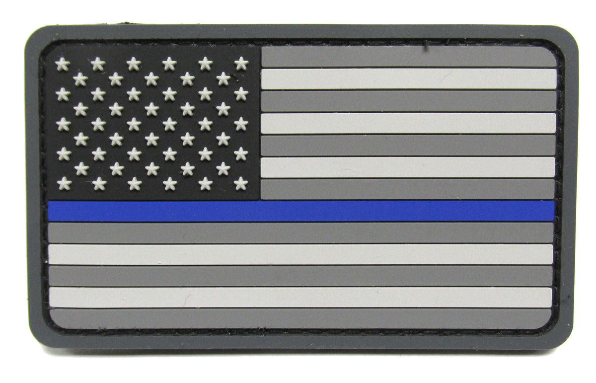 Thin Blue Line U.S. Flag Patch PVC - Hook Fastener