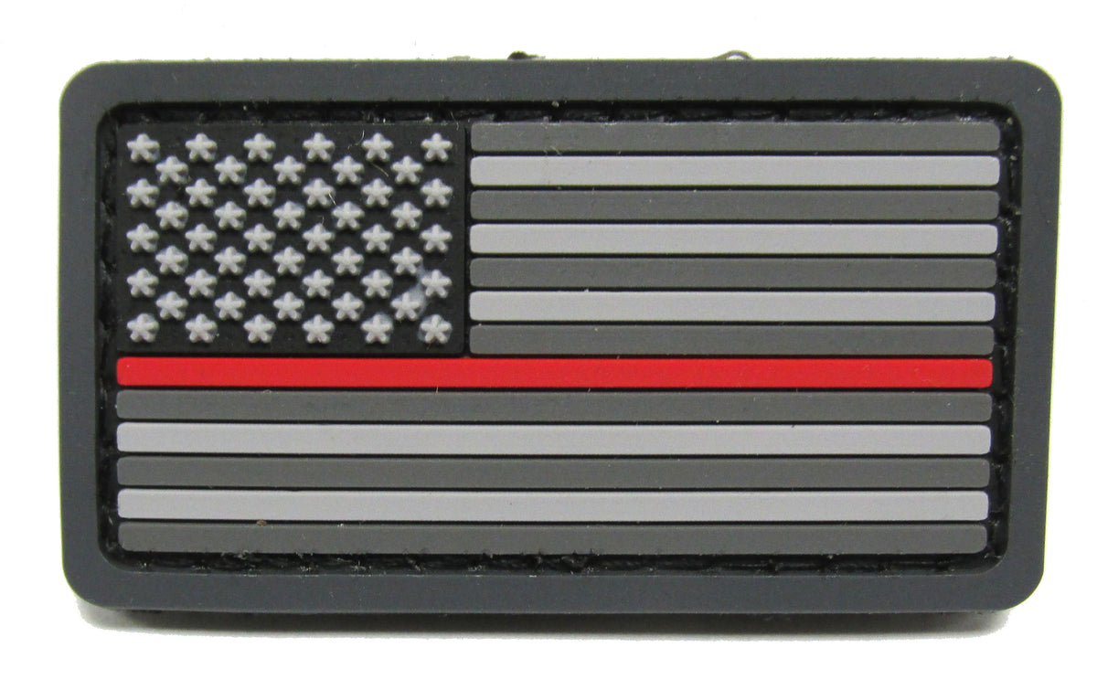 CLEARANCE - MINI Thin Red Line U.S. Flag Patch PVC - Hook Fastener