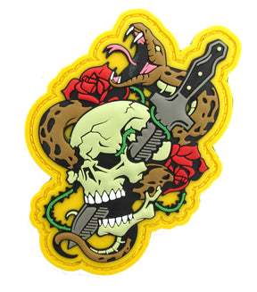 CLEARANCE - Skull, Knife and Snake Morale Patch - PVC with Hook Fastener