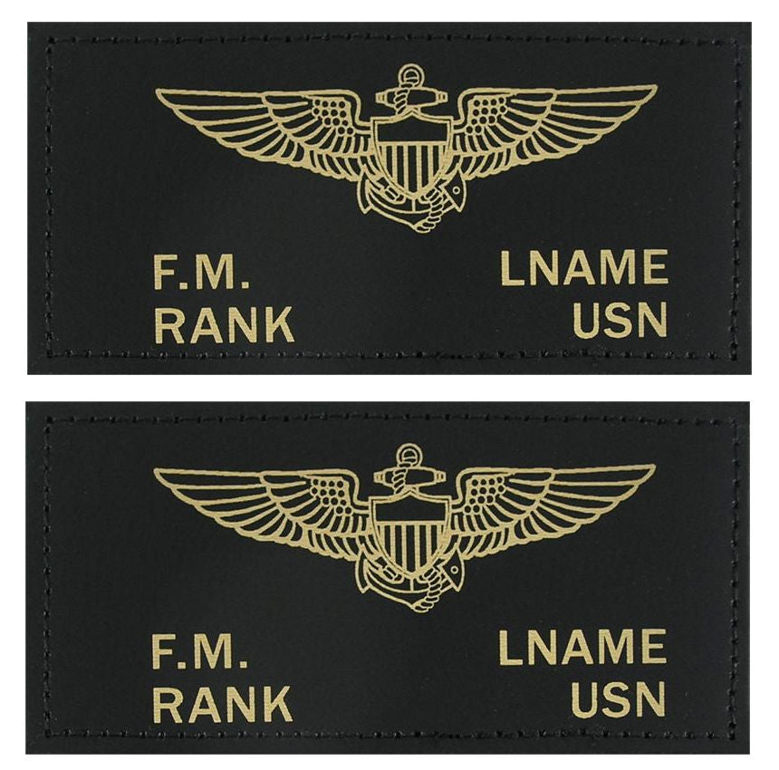 U.S. Navy Leather Flight Badge - BLACK - 1 Pair